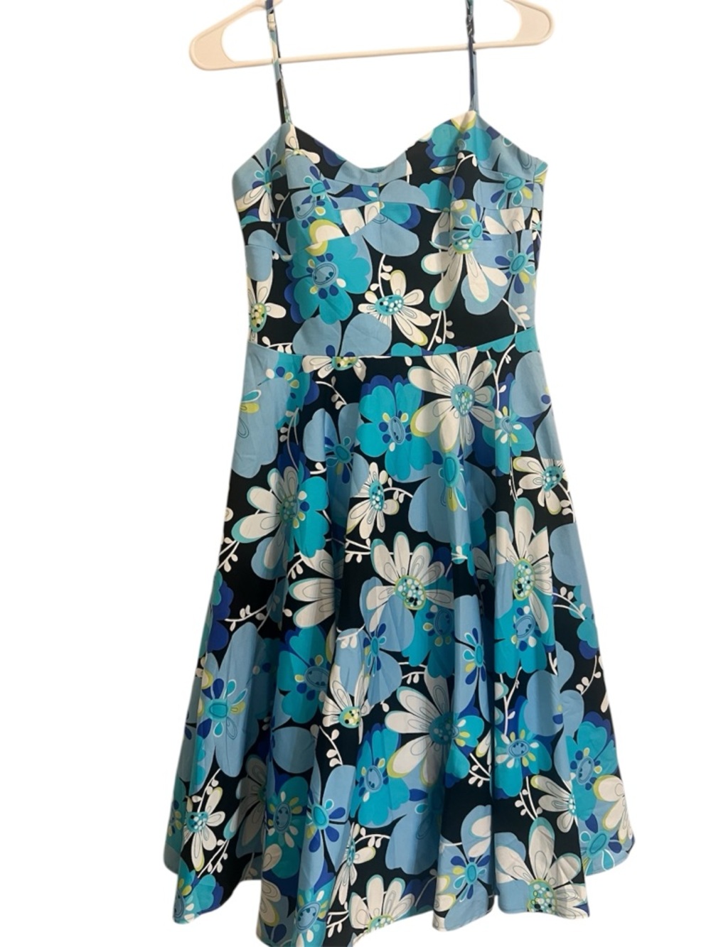 Citrine dress Blue Floral Fit-and-Flare floral retro pinup rockability colorful